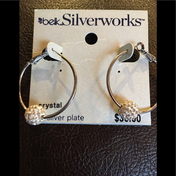 belk Jewelry - Crystal Fine Silver Plated earrings